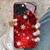 Red Christmas Snowflakes Tempered Glass Phone Case For iPhone 18 Pro Max 11 12 13 14 15 16 17 Pro 17 Air 7 8 Plus XS X XR Cover