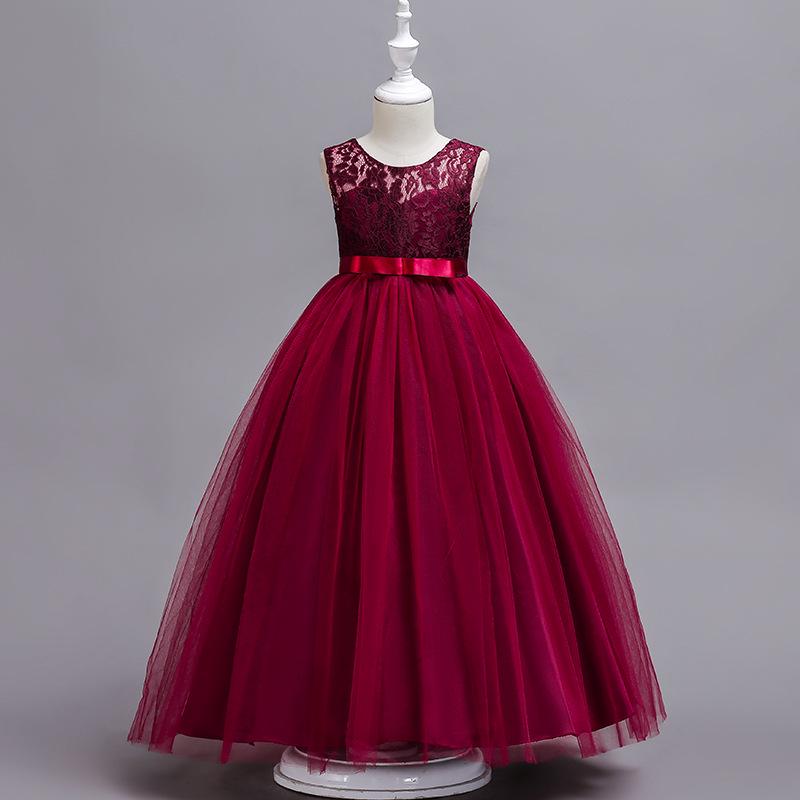 Children's Formal Lace Princess Dress with Long Puffy Skirt for Weddings