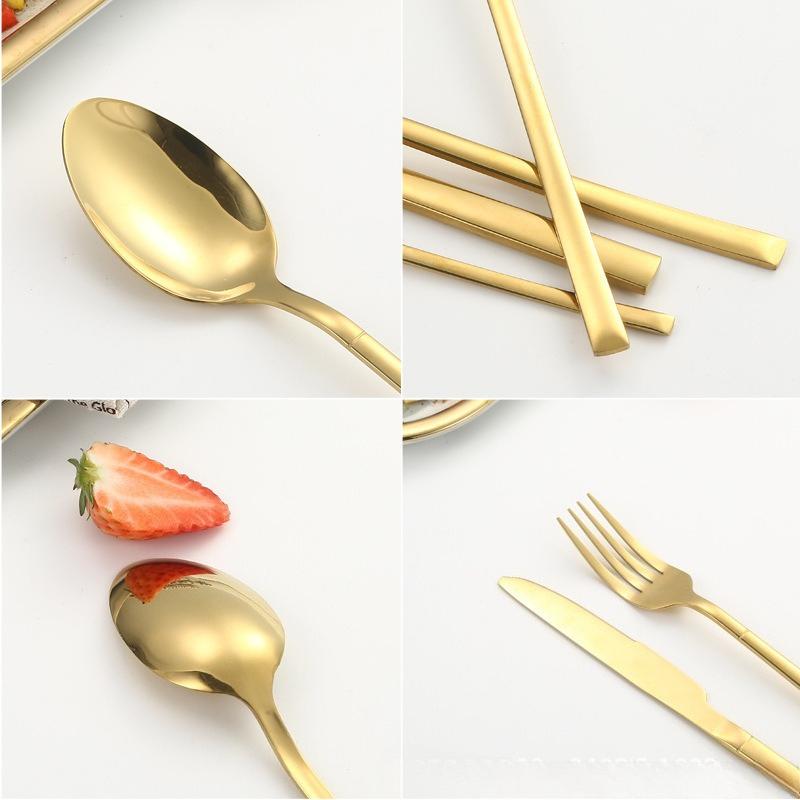 Stainless steel tableware, Knight series set, 24 piece Western style steak knife, fork, spoon set, gift box light luxury