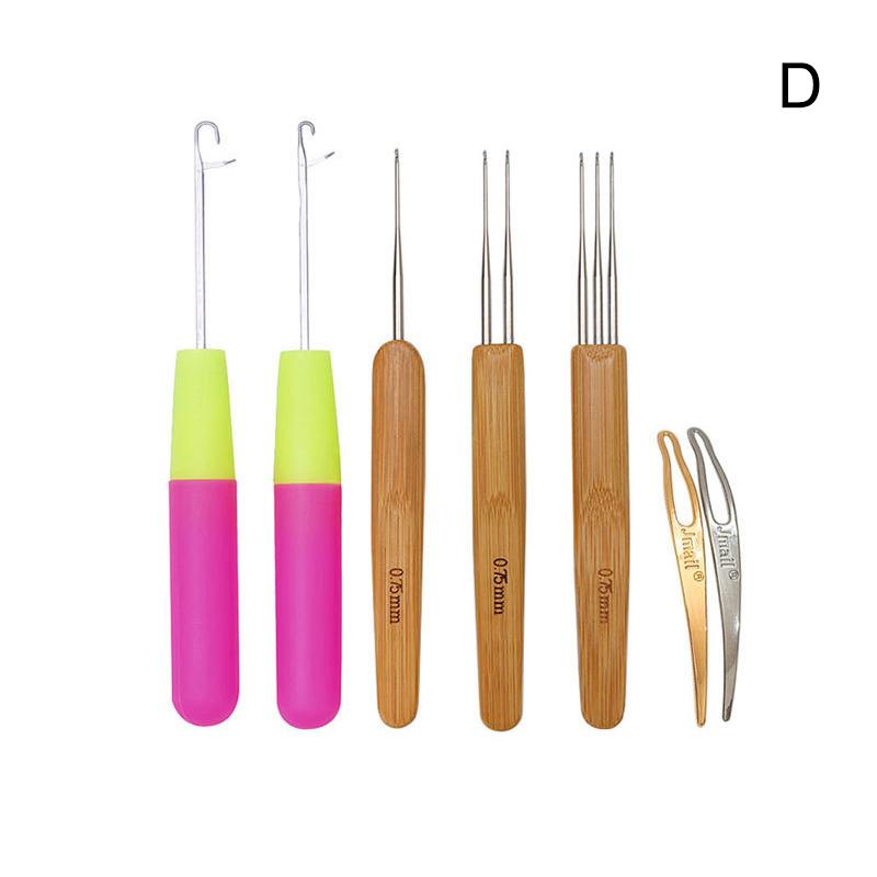 5/7/8/9 Pcs Bent Latch Hook Set Crochet Needle Dreadlocks Tool Knitting Crochet Hooks Hair Extensions Tool For Braiding