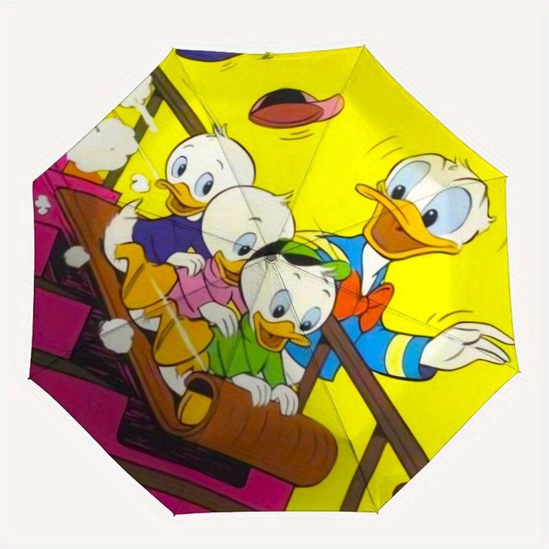 Happy Donald Duck and Nephew Automatic Opening and Closing Umbrella - Lightweight 3-Fold Design, Suitable for Fans, Travel, Daily Use - Offi