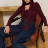 Jarní a podzimní pouliční top s dlouhým rukávem, slim fit, krátký
