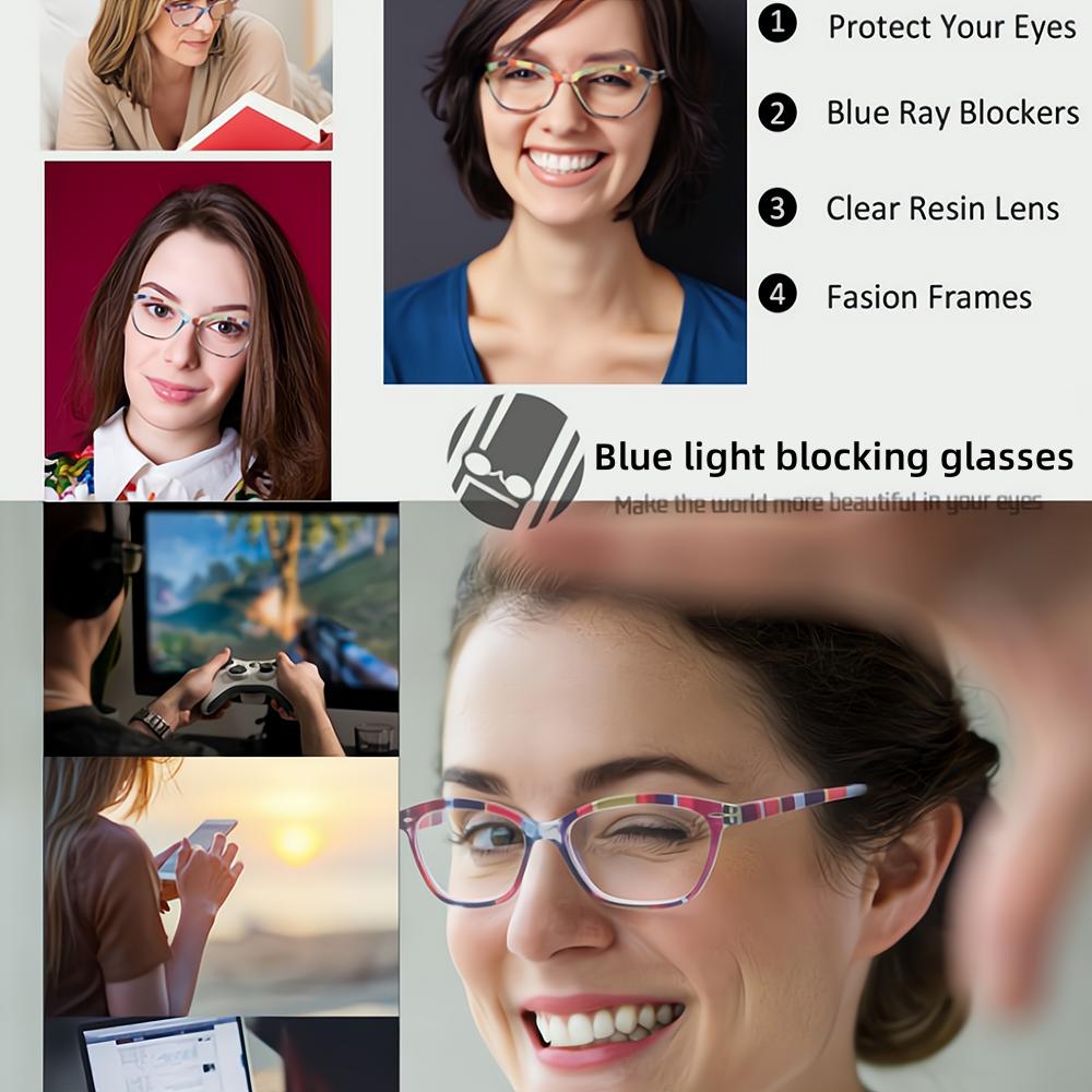Blue Light Blocking Glasses Lady Computers Flat Lenses Eyeglass reading fatigue relieving reading glasses for wome