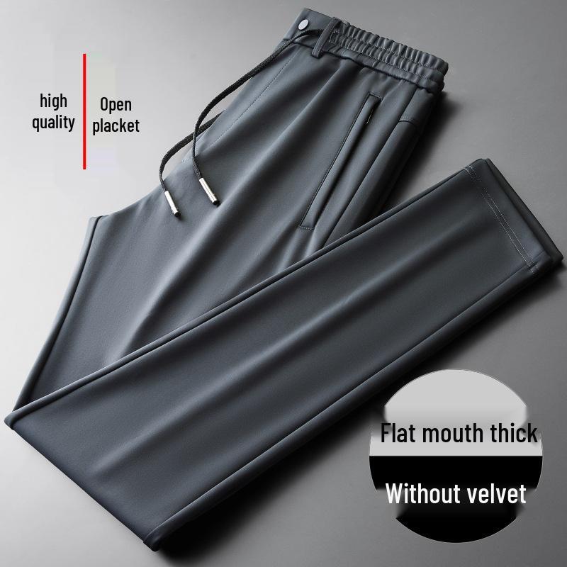 Men's Winter Casual Fleece-Lined Elastic Waist Straight Leg Sweatpants