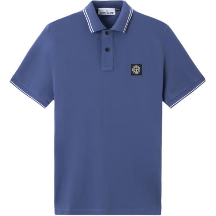 

STONE ISLAND Мужская поло с коротким рукавом в полоску с логотипом бренда и половинной застежкой Полосиние K1S1522002SCS0018-V0028 M