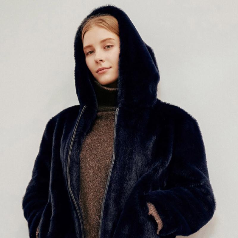 La Belle Shinyoung Fur Faux Mink Hooded Jacket Lb105jk 1
