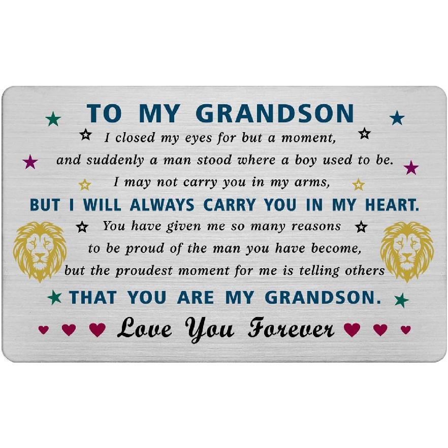 EE&YU Grandson Card Gifts - Adult Grandson Birthday Valentiens Day Card, Best Grandson Card from Grandma, I Love Grandson Present, Proud Grandson