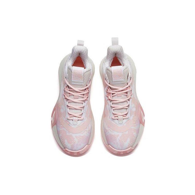 Anta Women's Bubble Pop Mid Top Practical Basketball Shoes Pink White 122211603Q-4