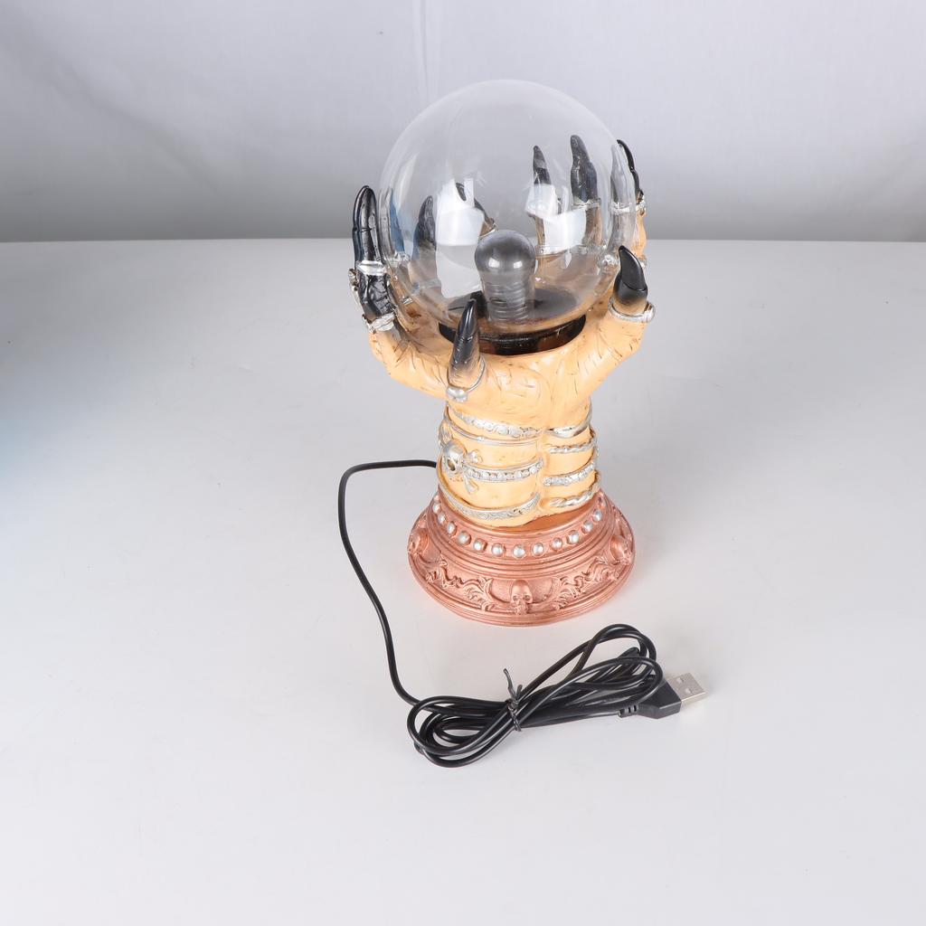 Creative Glowing Halloween Crystal Ball Portable Luminous Luxury Celestial Magic Skull Finger Plasma Ball for Home Decorate