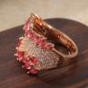 Luxury  Rose Gold Color Inlaid Pink White Cubic Zirconia Ring Exquisite Engagement Wedding Rings for Women Jewelry