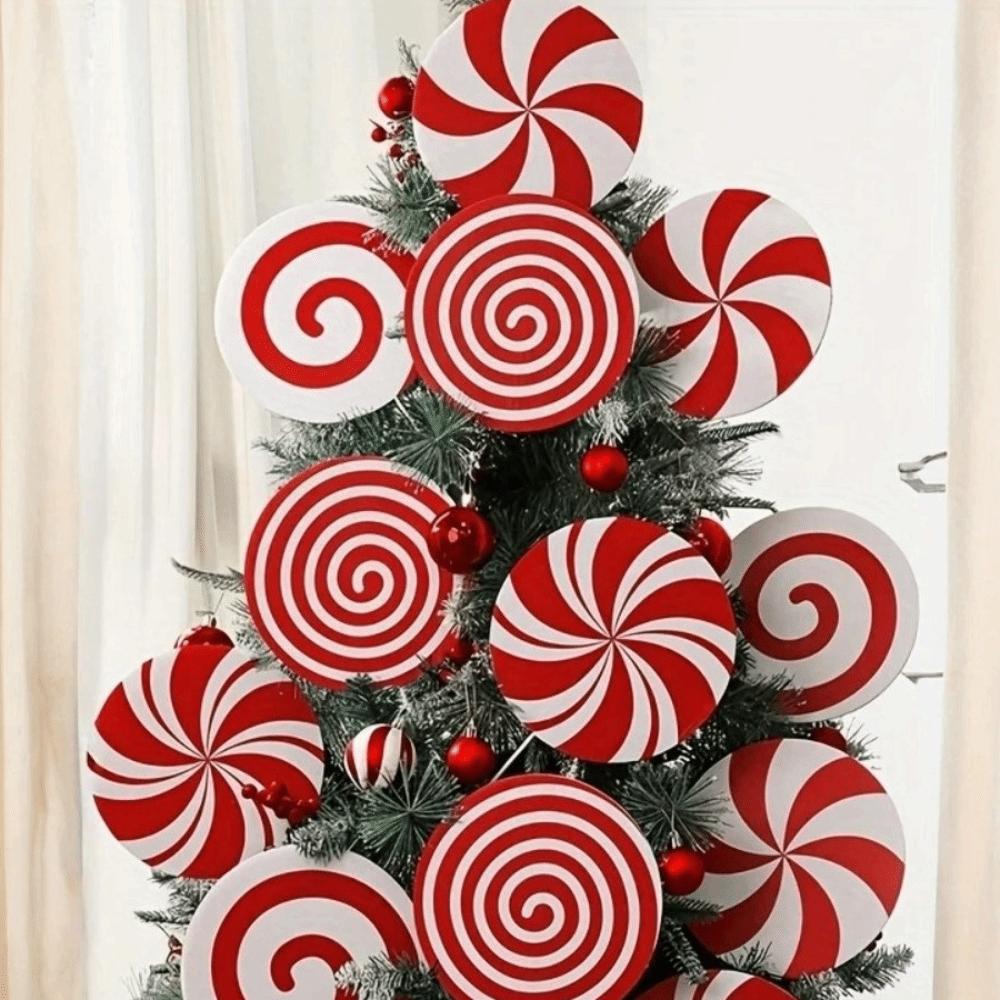 4/8/12Pcs Peppermint Lollipop Picks Christmas Tree Ornaments Large Size Christmas Tree Top Star