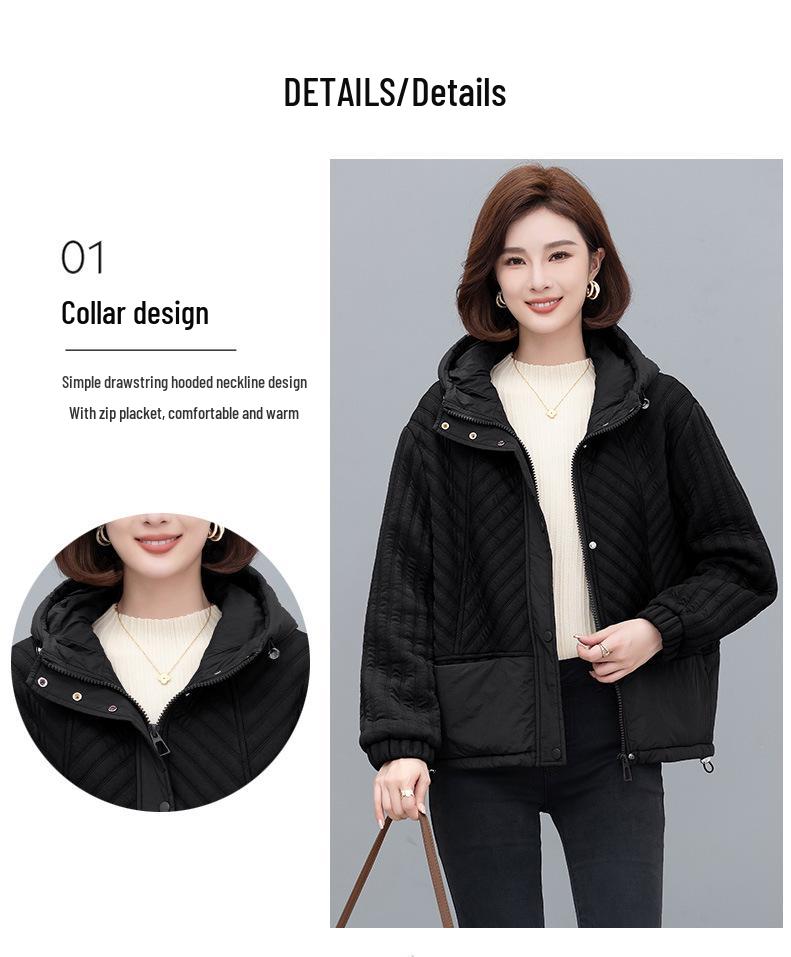 Women's 2024 Winter Hooded Cotton Jacket - Loose, Plus-Size, Thickened Casual Coat for Middle-Aged Moms