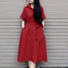 ZANZEA Women Casual Turn Down Collar Loose Short Sleeve Shirt Dress