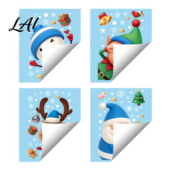 Festive Home Decor for Glass Christmas Window Stickers Static Cling Santa/Reindeer/Snowmen/Elves Print Waterproof Clings PVC Decal Windows And Doors