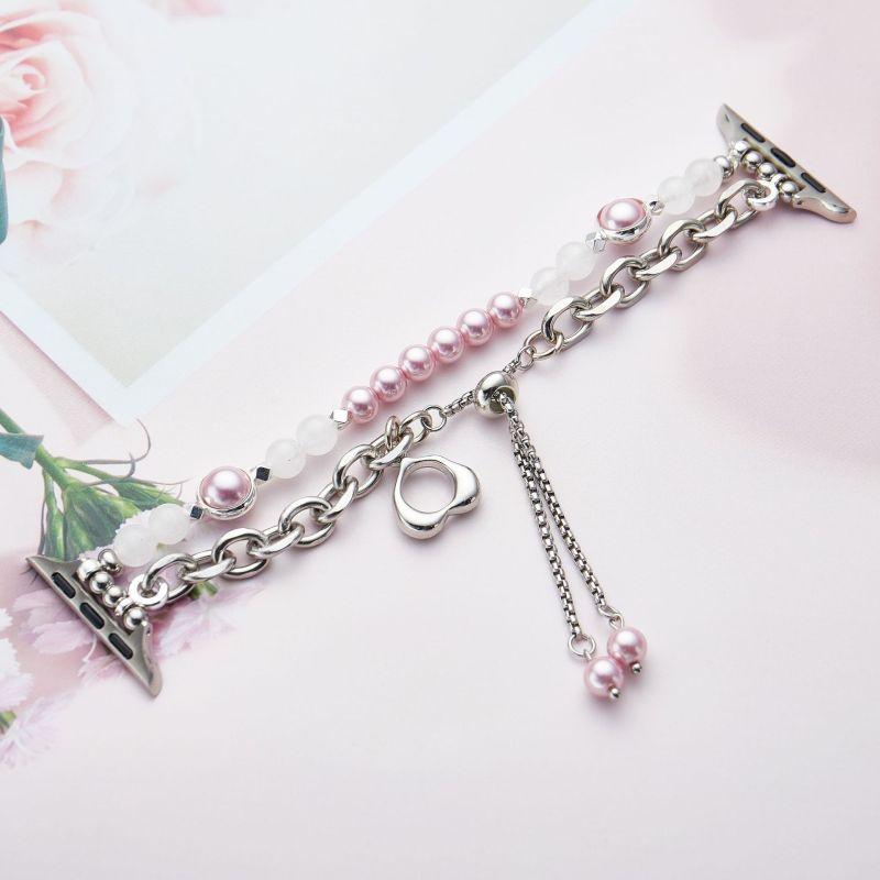 

Для Apple Watch Chain Link Strap Ultra 2 49 38 44 41 45 мм для iWatch Series 9 8 7 6 5 SE 4 3 Подвеска браслет с бусинами ремешок для часов 49/45/44/42mm фиолетовый