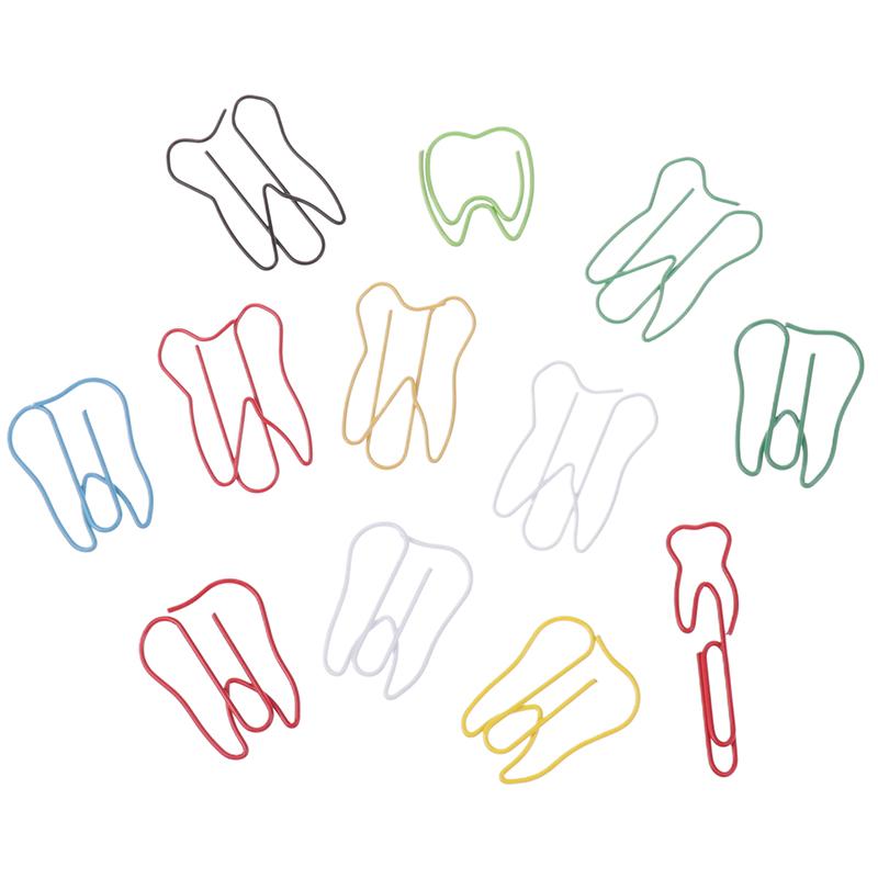 20Pcs Tooth Shape Metal Paper Clips Cute Colorful Paperclip Bookmark Note Memo Ticket Clip Dentist Gift Clinic Office Stationery