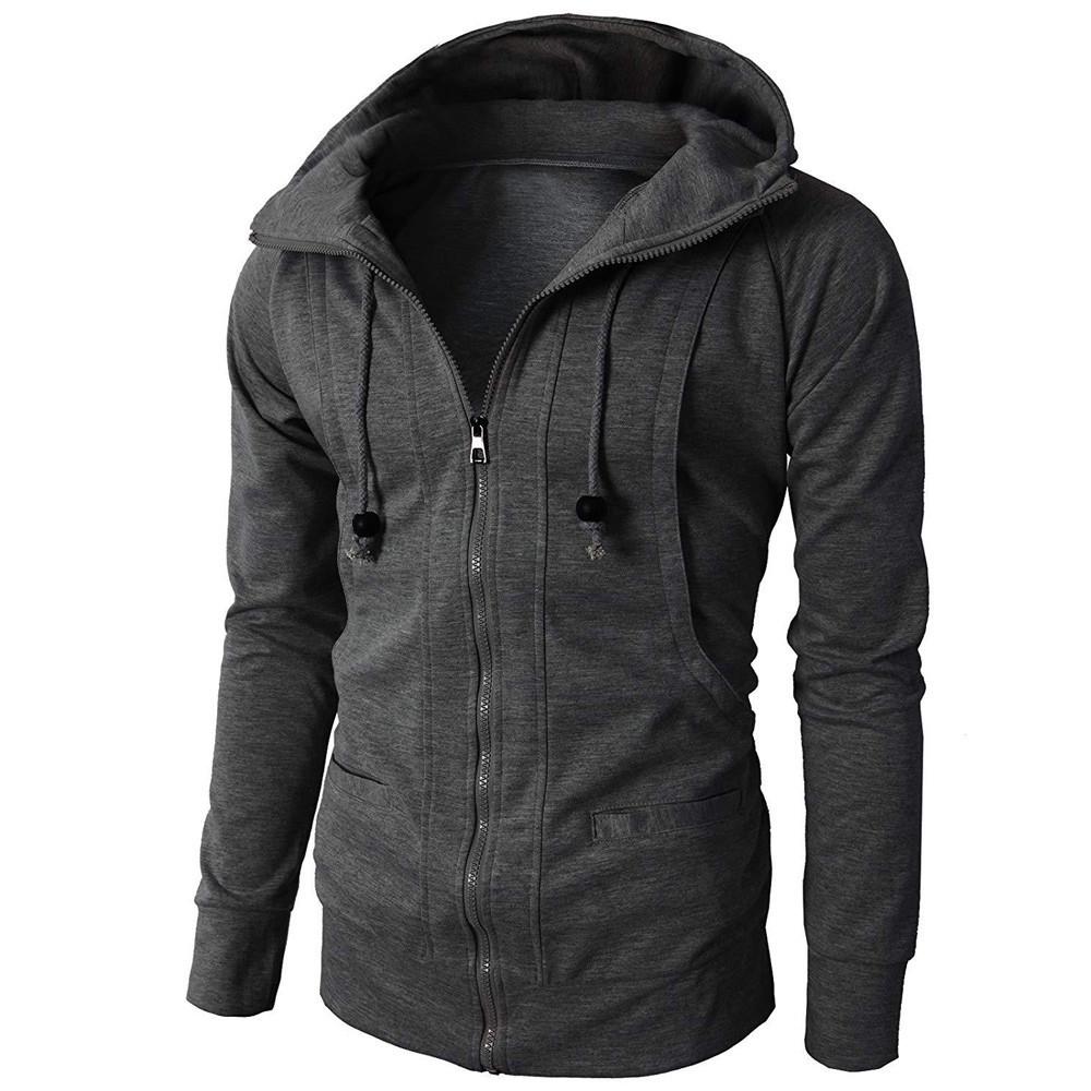 Fashion Mens'  Winter Long Sleeve Sport Zipper Hoodie Pullover Blouse Tops