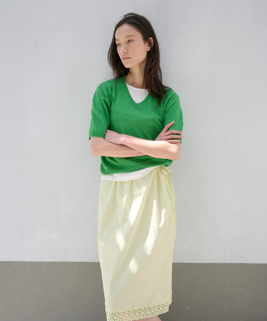 Jeonggamseutyudio Linen Blend V-Neck Half Sleeve Knit_5 Color