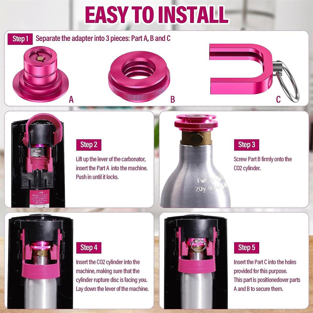 CO2 Quick Adapter for CO2 Soda Sparkling Water Heater Soda Stream Adapter Cylinder Trapezoidal Thread TR21-4 Connector