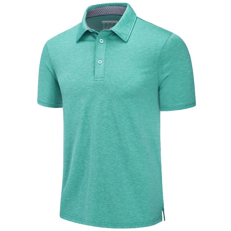 Summer Polo T-shirts Mens Casual Short Sleeve Shirts 3 Buttons Down Quick Dry Breathable Golf Fishing Pullover Workwear