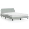 Dover Bed with Mattress Light Grey 140 x 200 cm Velvet