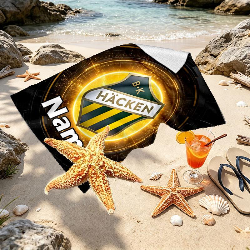 Custom Name Personalized BK Hacken Print Beach Towel, for Trip Camping Beach Party Home Decor, Birthday Gift for Family & Friends