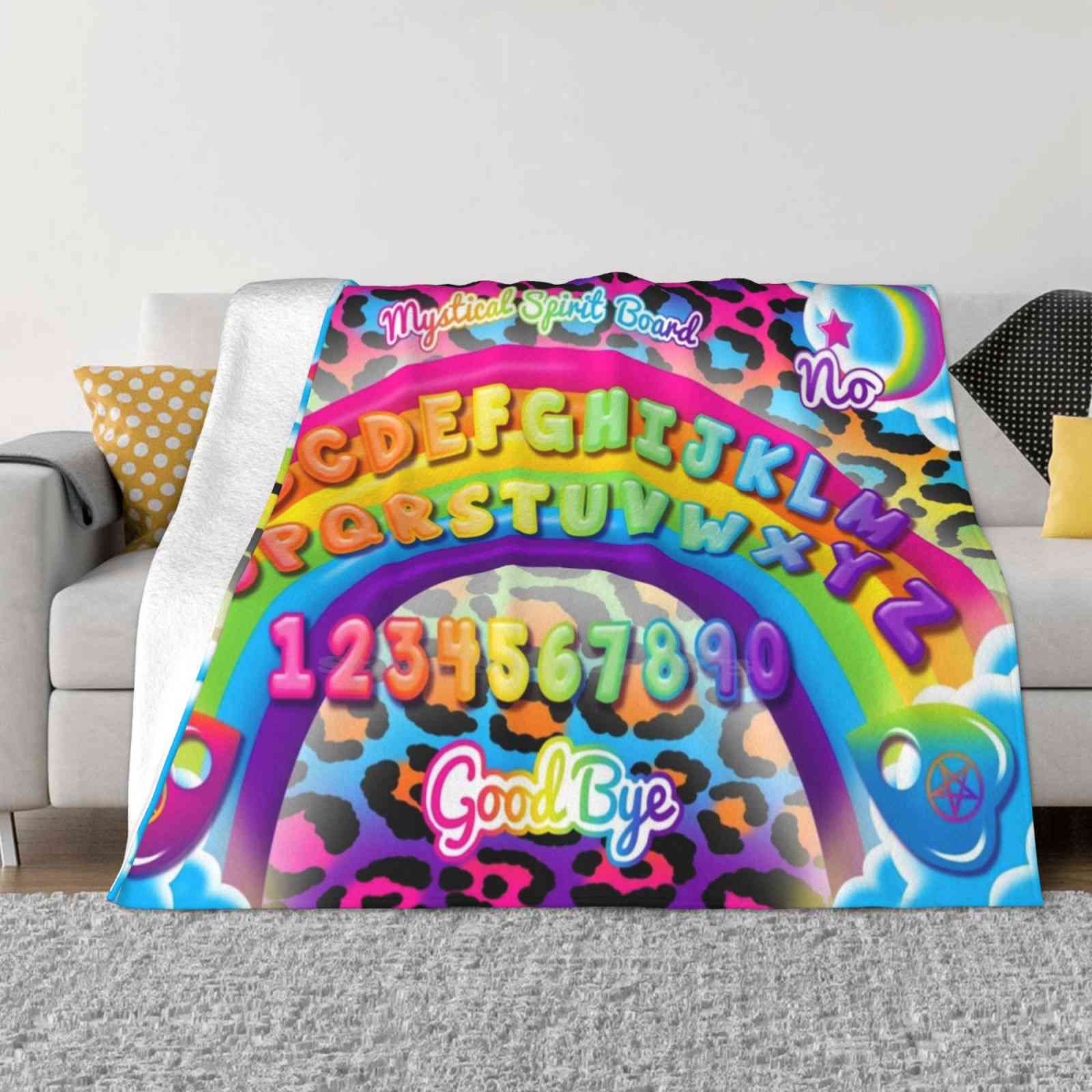

1997 Rainbow And Leopard Print Mystical Spirit Board Fashion Soft Warm Flannel Blanket Talking Board Witch Board Rainbow 30x40in