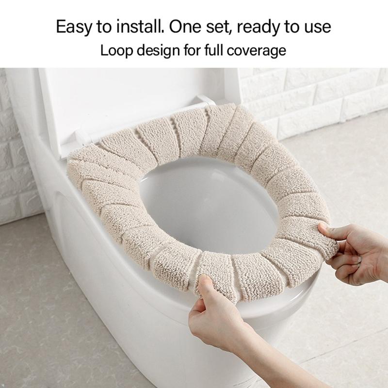 Washable Winter Warm Toilet Seat Cover Universal Cushioned Seat Cover for Toilet Bathroom Toilet Lid Accessories MTGT01