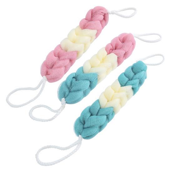 Bath Exfoliate Puff Super Soft Rich Foam Quick Drying Reusable Lanyard Design Non-fading Stretchable Exfoliating Bath Loofah Sponge Mesh Bathroom