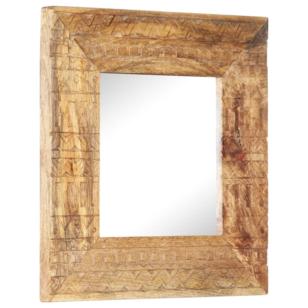 Hand Carved Mirror 50x50x2.5 cm Solid Mango Wood