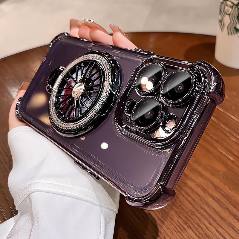 Apple i15Pro Electroplated Gyro Stand Case: Rotating, Drop-proof Protection for iPhone 16.