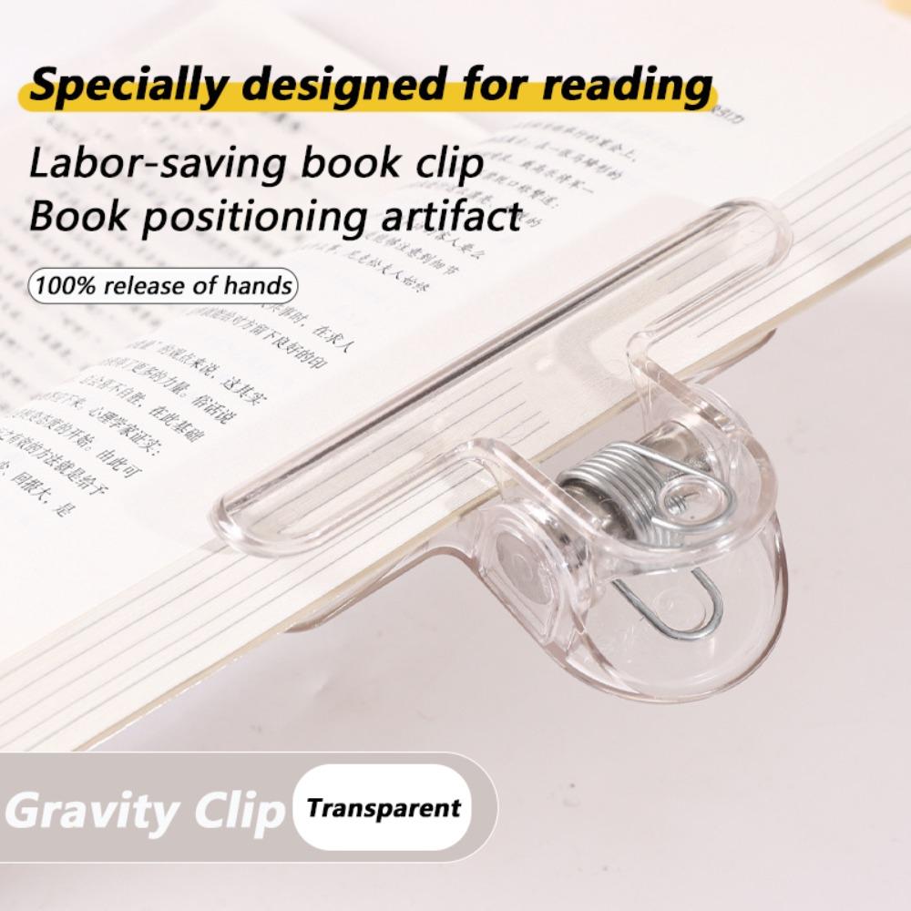 Plastic Bookmark Holder Transparent Anti Page Flipping Holder Gravity Book Clip School Office