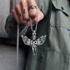 Angel With Feather Wing Pendant Necklace Stainless Steel Retro Punk Fashion Copper Color Hip Hop Rock Neck Jewelry Party Gifts
