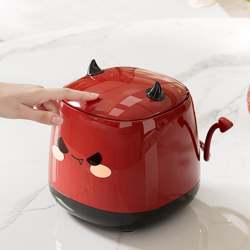 Press Lid Design Desktop Trash Can With Odor Locking Function Devil Shape Waste Container For Home Office Bedroom Decors