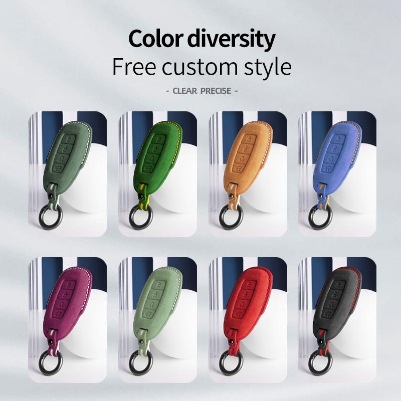 Alcantara For Hyundai Solaris Azera Elantra KONA Grandeur IG Accent Santa Fe Car Key Case Accessories Keychain Shell 2025 2025