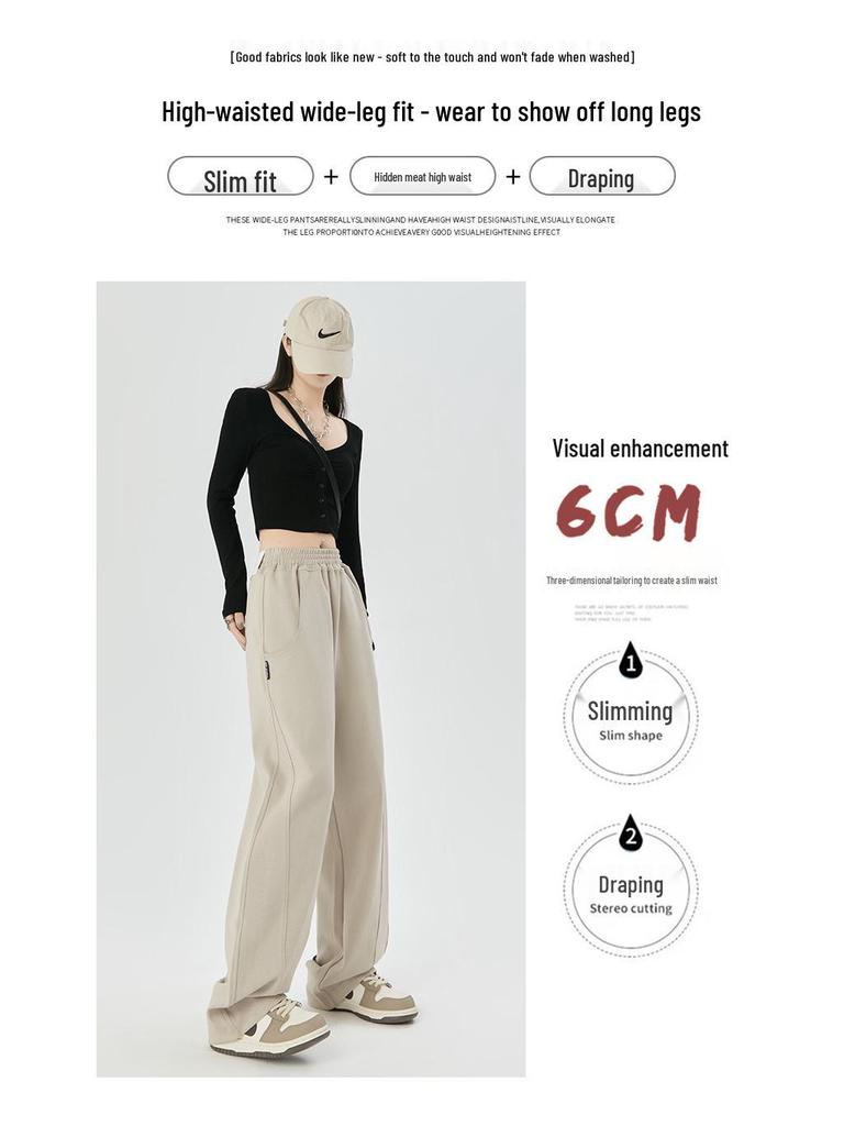 2025 Women's Spring/Autumn Straight Leg Loose Sweatpants - Pear-Shaped, Wide-Leg Casual Banana Pants.