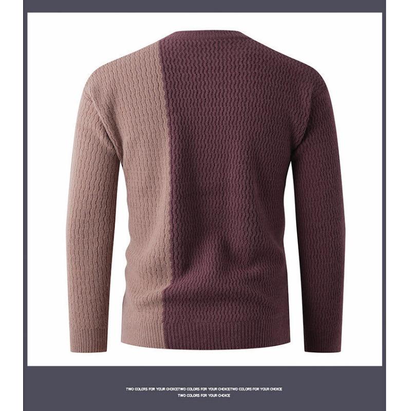 Men S Spliced Thick Knitted Pullover Casual Winter Sweater