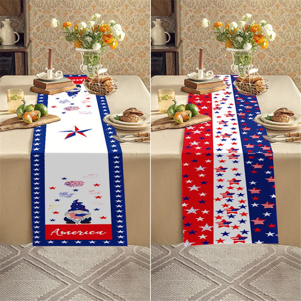 Independence Day Cotton Linen Table  Runner Dresser Scarves Truck Non-Slip  Usa Flag Decor