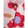 Girls' Red Floral Short-Sleeved Dress Baby Pure Cotton Casual Skirt Kidsren's Summer Dress Fashionable Floral Princess Dress