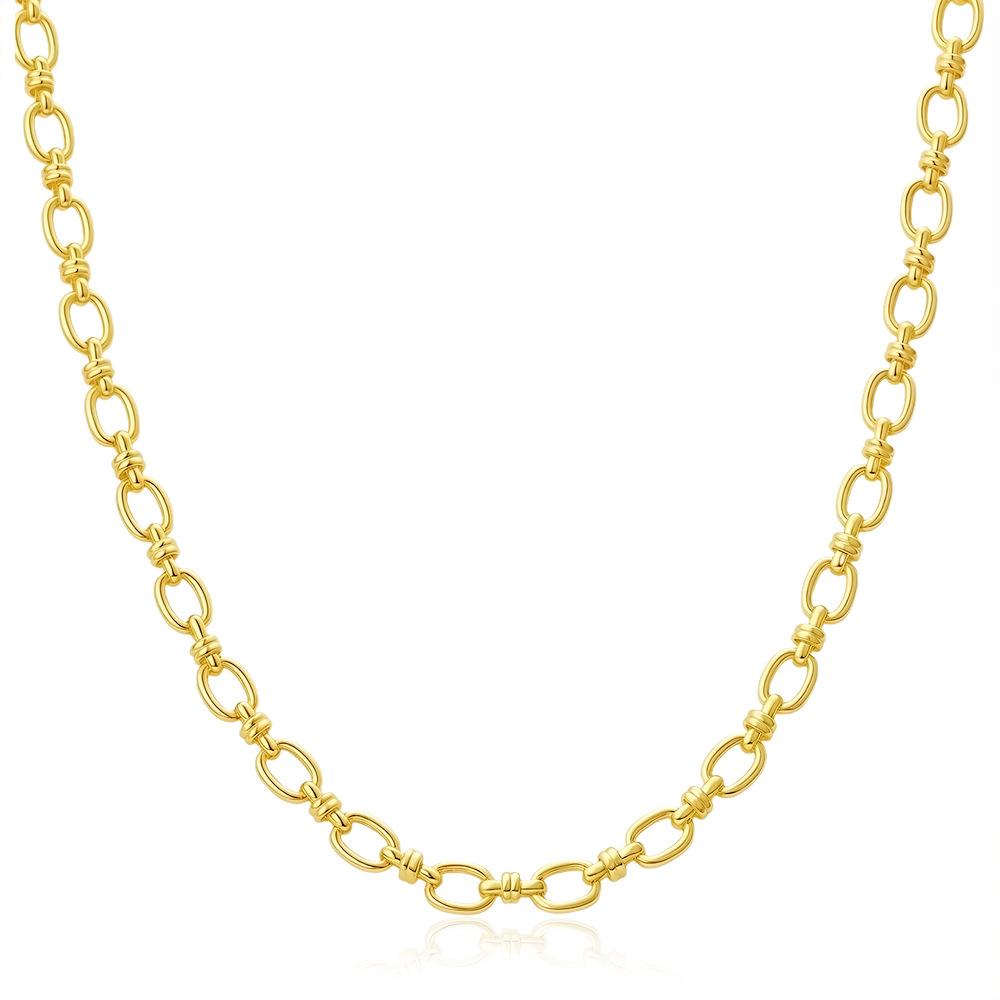 New Personalized Stainless Steel Plain Ring Oval Chain Necklace Cuban Neck Chain Girls Jewelry
