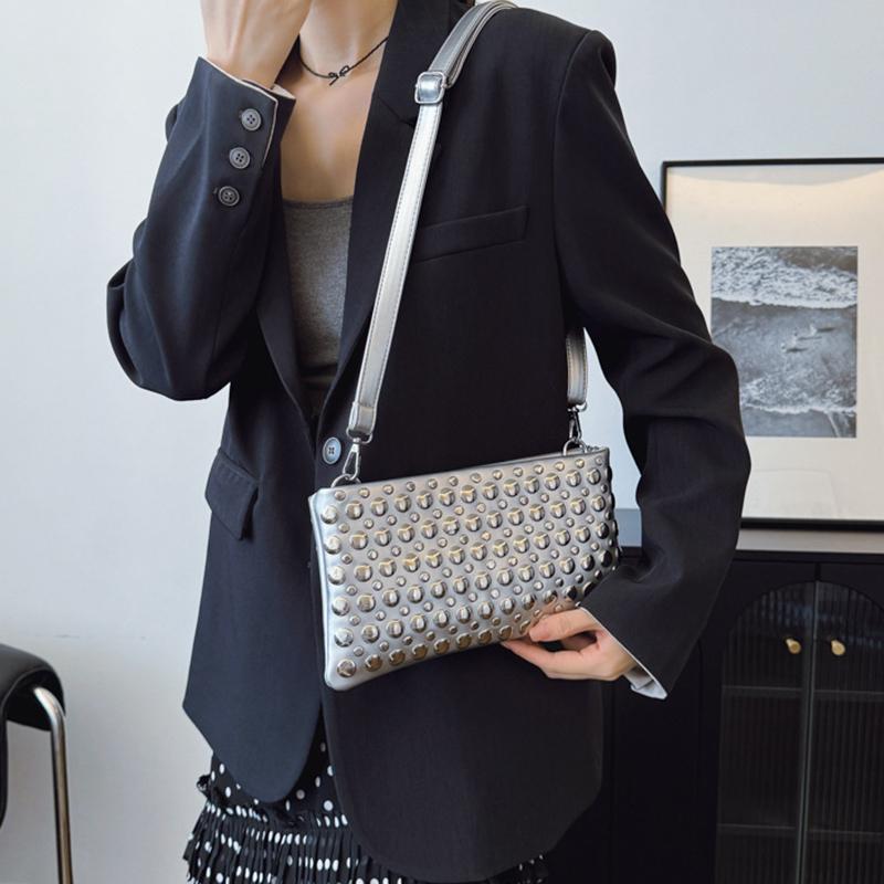 Retro Small Rivets PU Leather Shoulder Bag for Women Punk Style Handbags and Purses Females Crossbody Bags