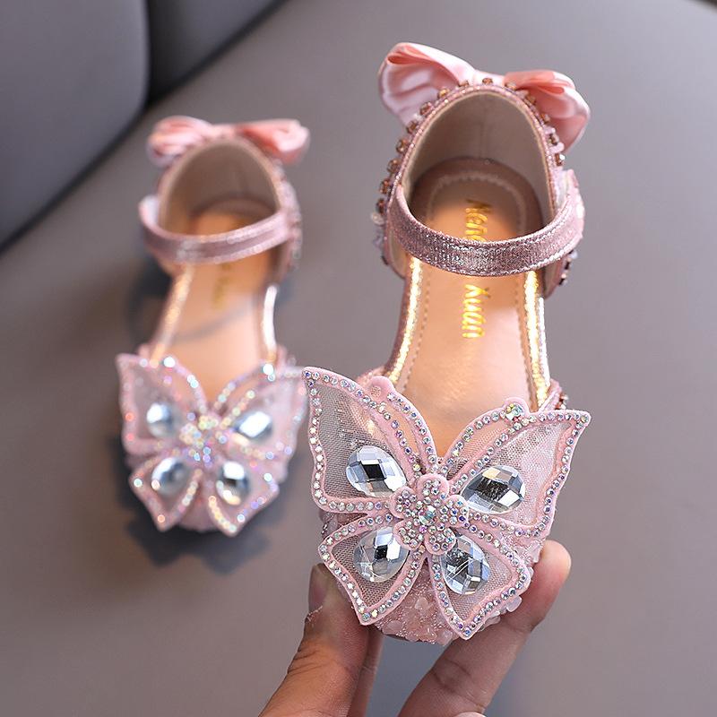 Summer new Korean-style rhinestone soft sole girls' sandals princess shoes children's shoes spring style girls' leather shoes trendy