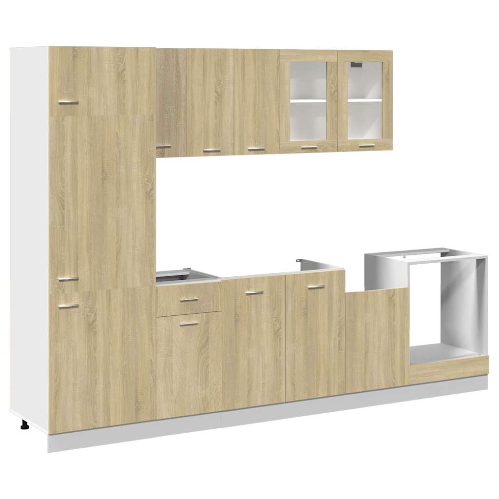 Vidaxl 8-Piece Kitchen Cabinet Set, Sonoma Oak