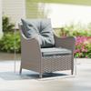 Rattan Garden Chairs Set of 2, Outdoor Rattan Chairs with Cushions, Armrests and High Back, PE Wicker Garden Armchair with Steel Frame for Balcony