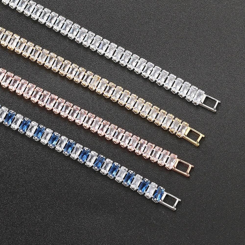 Rectangle Zirconia Zircon Chain Bracelet Rainbow Hand Chain New Crystal Bangles Jewelry