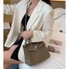 Platinum Bag, Lychee Pattern Leather Bag, Women's Top Layer Leather Fashionable Hand-held New Year Wedding Bag