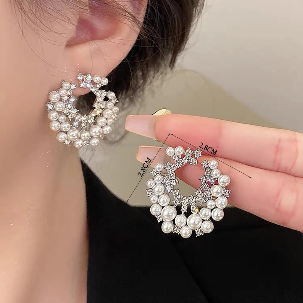 Exaggerated Irregular Round Stud Earrings for Women Luxury Faux Earrings… More