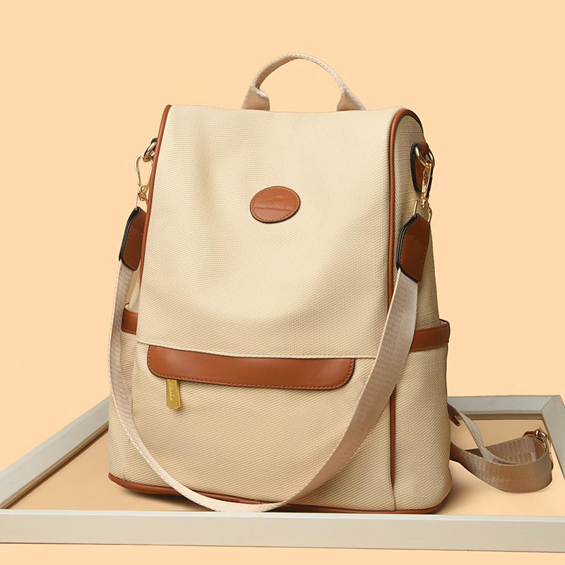 

Commuter Backpack Women s Lightweight Travel Backpack Student Large Capacity Schoolbag Multifunctional Shoulder Bag бежевий