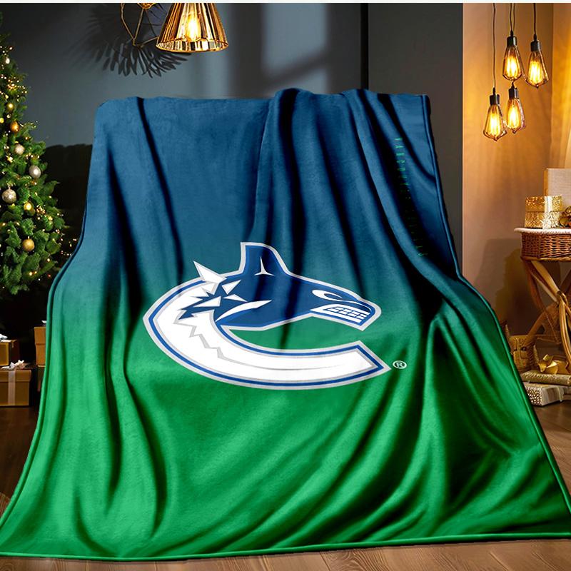Hockey Team Vancouver-Canucks Blanket Flannel Throw for Sofa, Indoor, Camping, Living Room, Office, Chair, And Bed Soft Birthday Gift