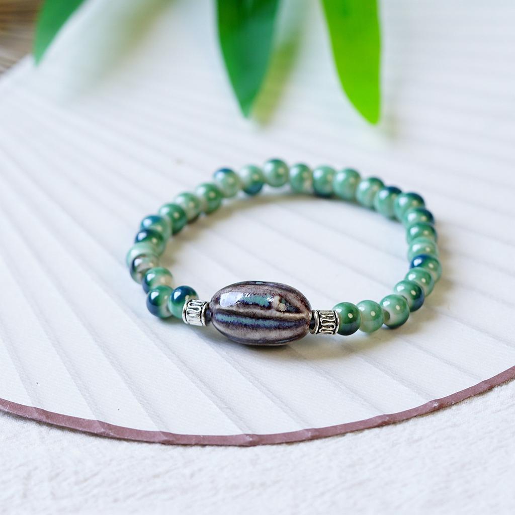 Literary Bracelet Maillard Color Jingdezhen Ceramic Bracelet Female Gift Student National Style Creative National Style Accessories